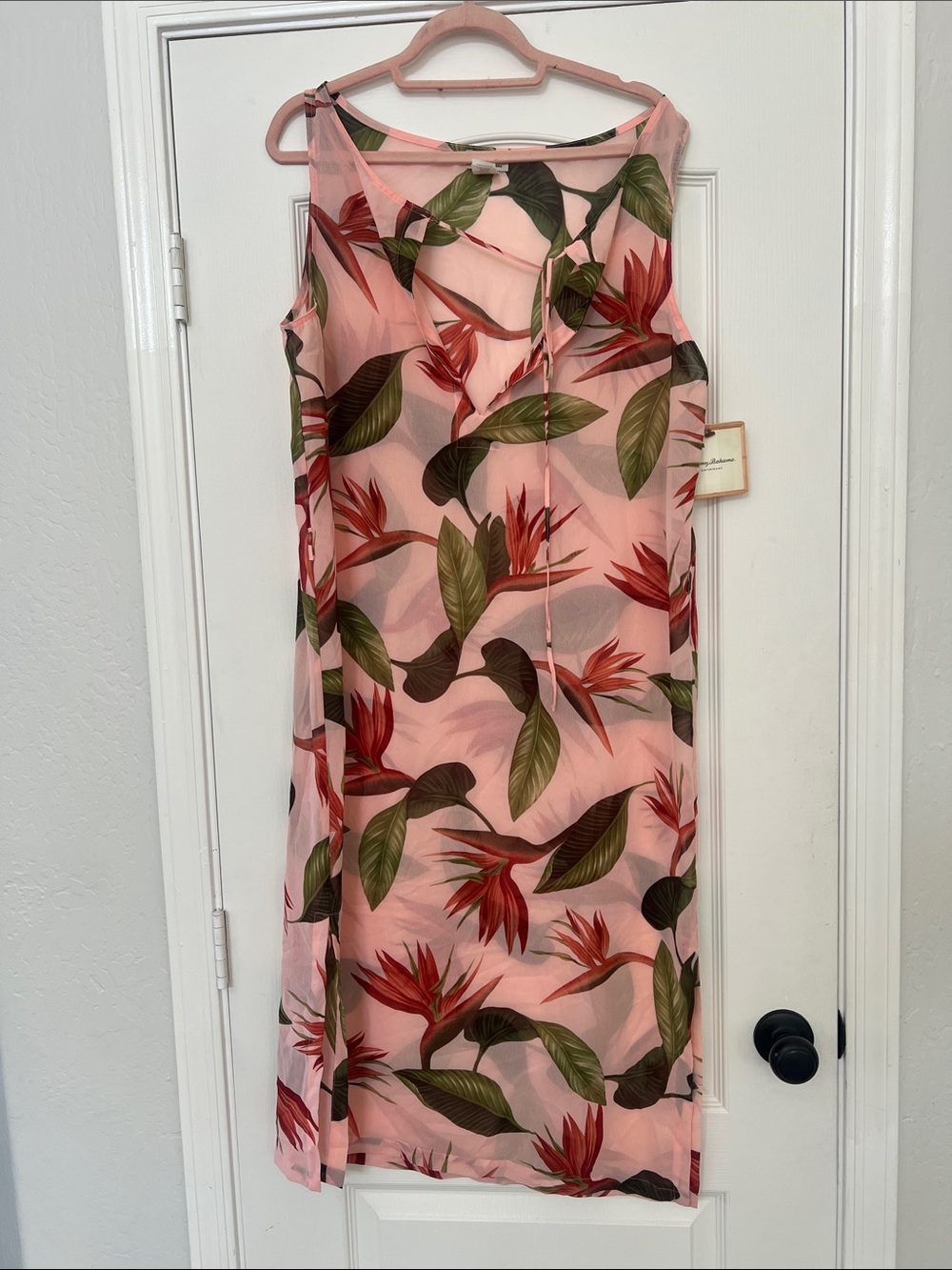 Tommy Bahama Pink Sheer Floral Tropical Swim Coverup